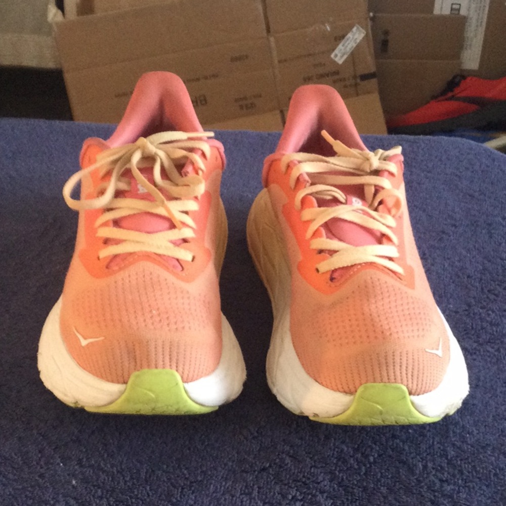 Peach/Pink Athletic Running Shoes with Lime Accents
